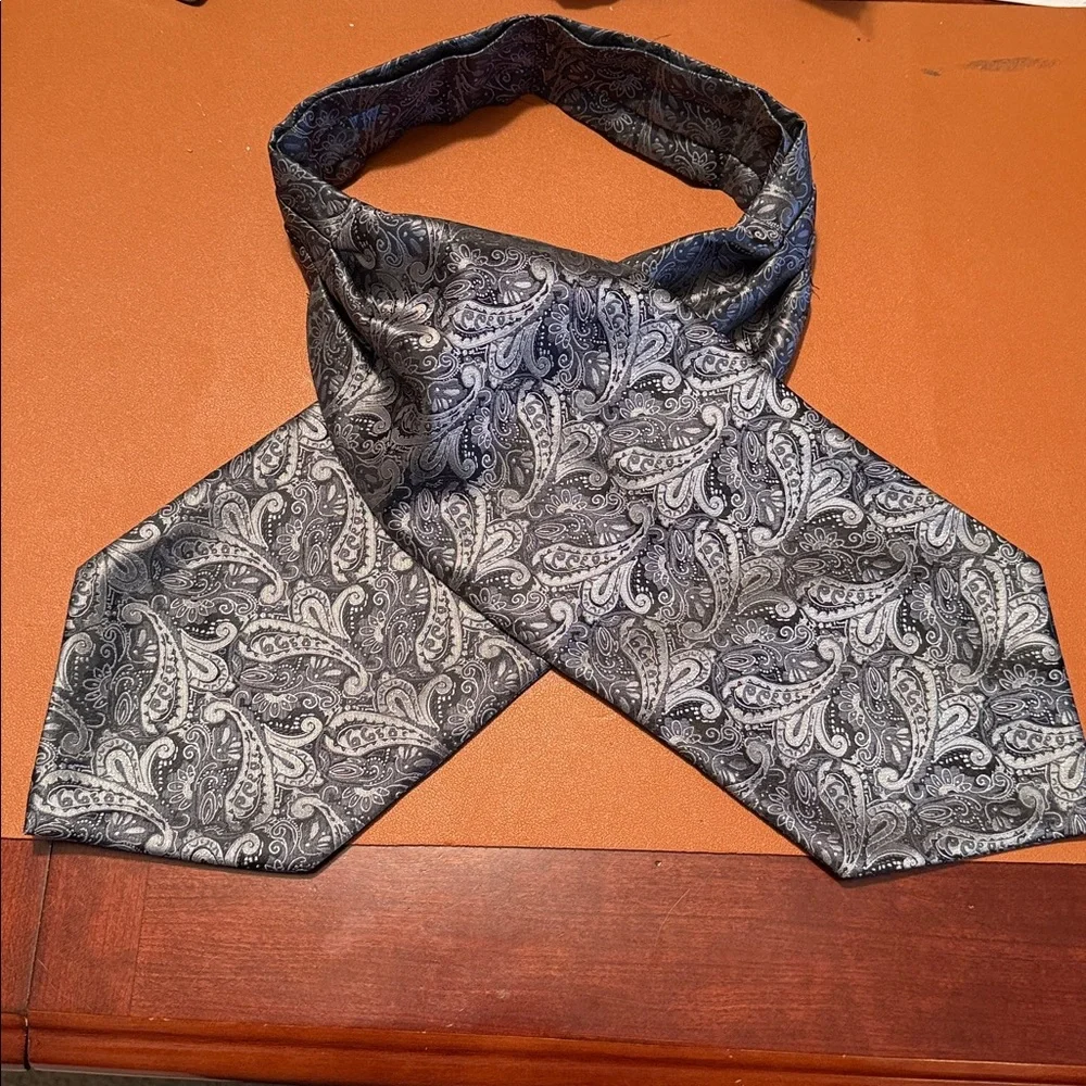 Elegant Black &Gray Paisley Men's Ascot Cravat